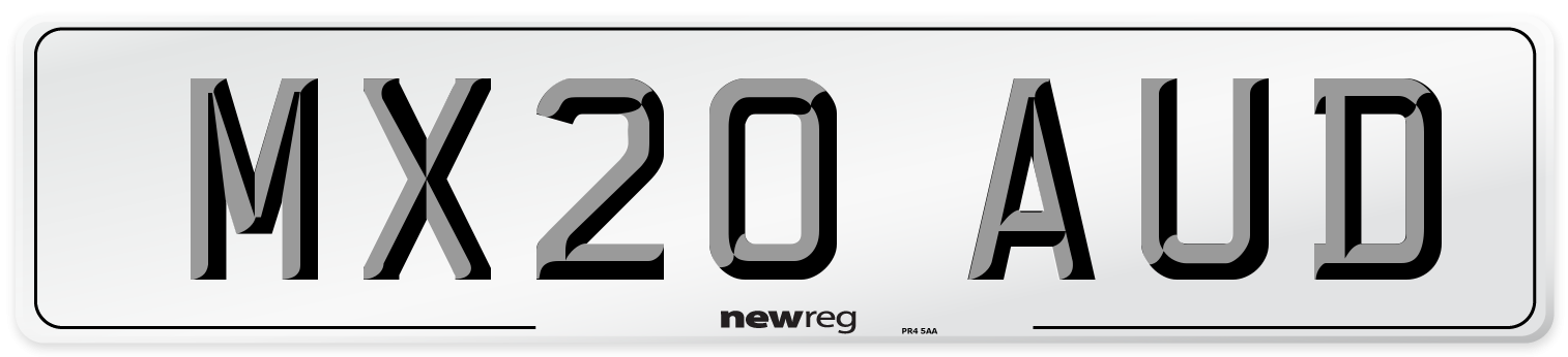 MX20 AUD Number Plate from New Reg